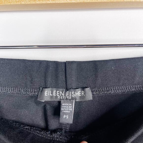 Eileen Fisher Petite Small PS Black Ponte Knit Leggings Pull On Stretch Womens - Picture 6 of 8